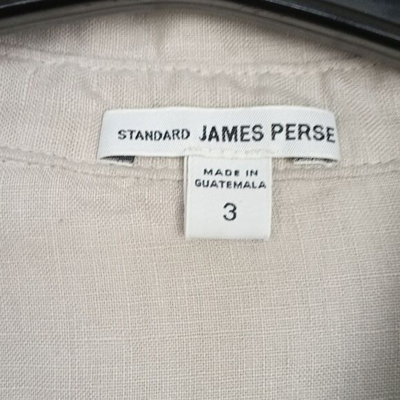 James Perse Women Sandy Beige Long Sleeve Button Down Linen Shirt Dress sz L - Picture 11 of 11
